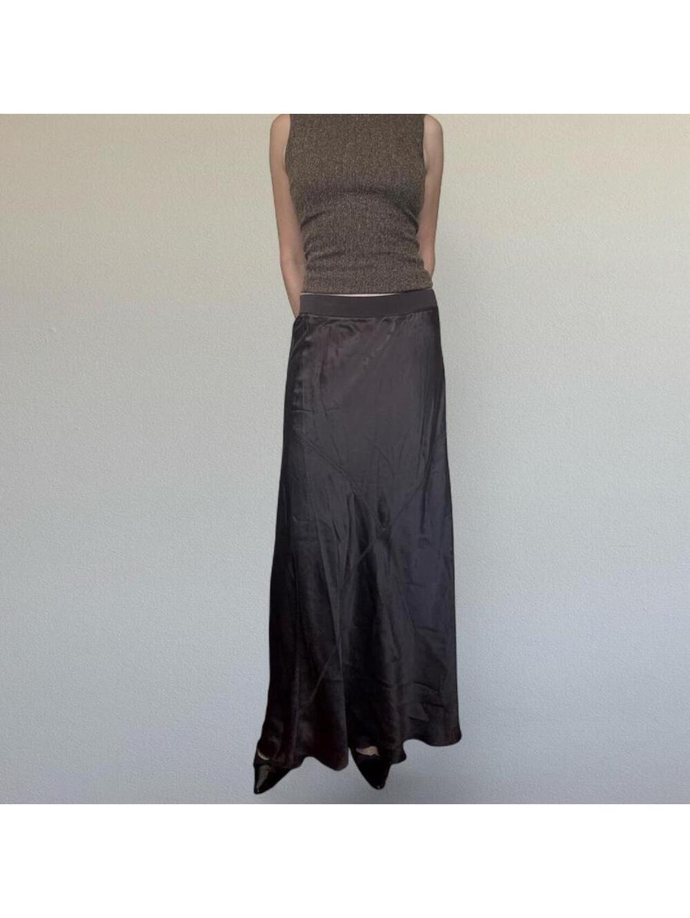 ATM brown 100% silk maxi skirt sz. L